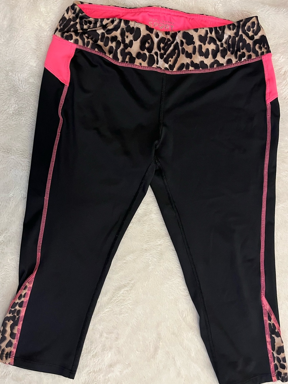 Hard Candy Black Capri Leggings with Pink & Leopard Trim